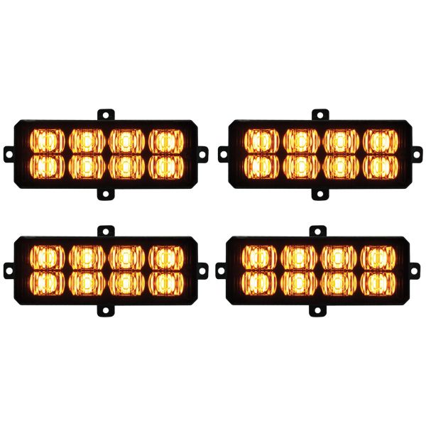 Racesport RS-281-4LED-A (4) LED Grille Strobe Light Kit (Amber)