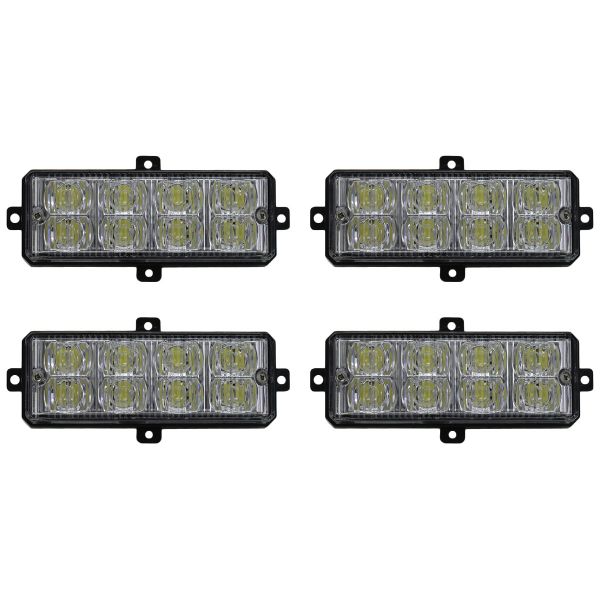 Racesport RS-281-4LED-W (4) LED Grille Strobe Light Kit (White)