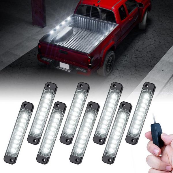 Racesport RSBRW WHITE 72-LED Super-Bright 8-Pod LED Bed Rail Lighting Complete System