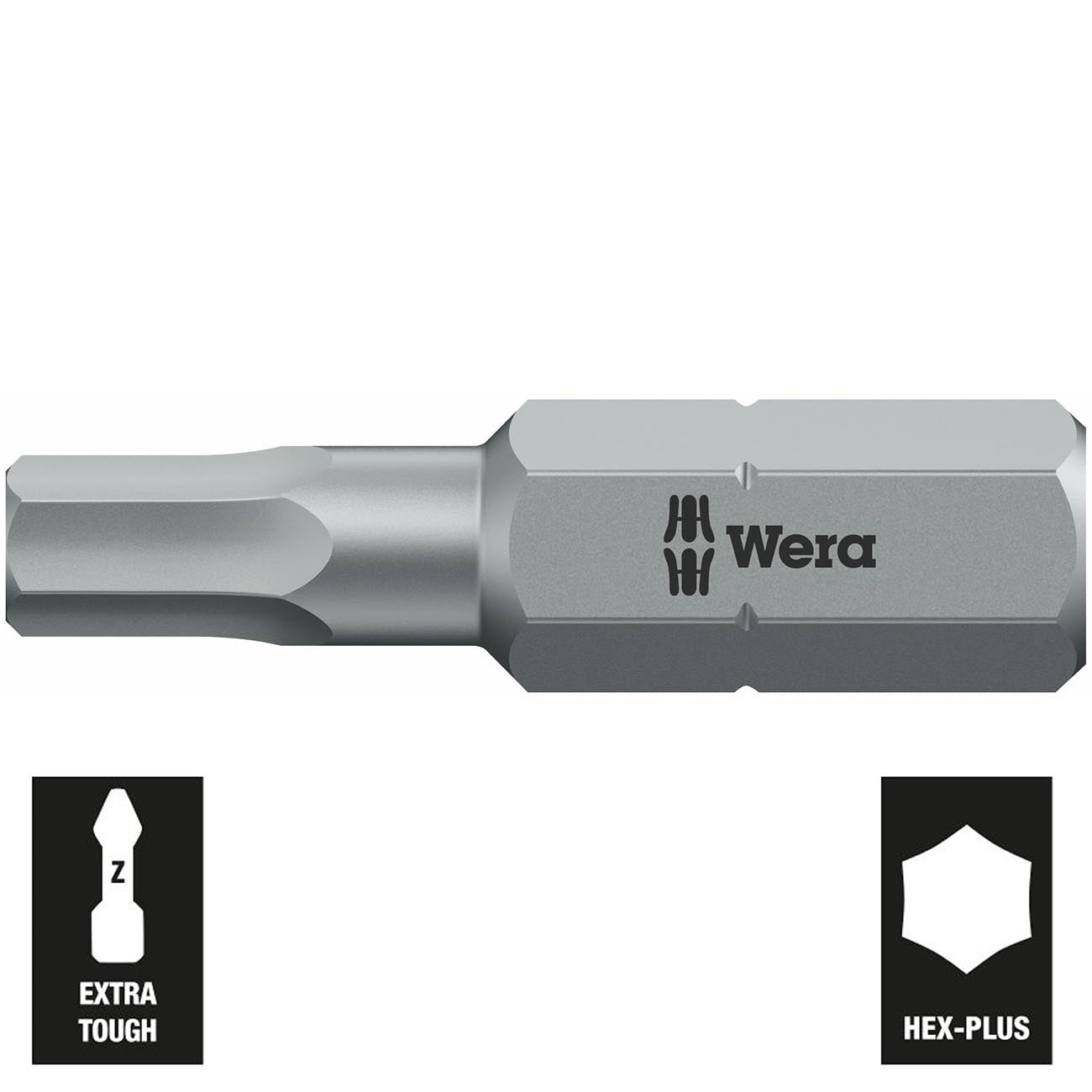 WERA 05056305001 2mm Hex-Plus Bit - 1/4" Drive