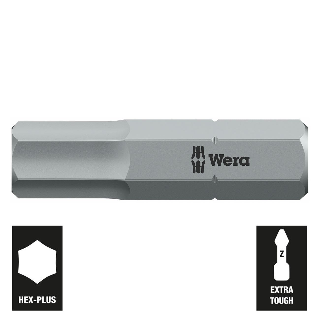 WERA 05056330001 6mm Hex-Plus Bit - 1/4" Drive