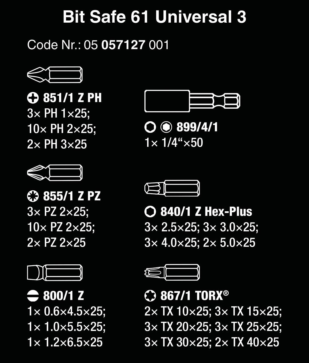 WERA 05057127001 Assorted Bit Set and Bit-Safe (61 Piece)