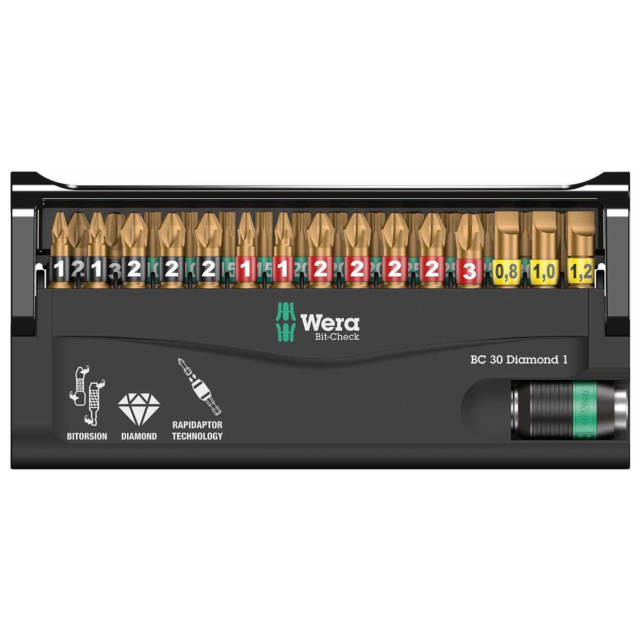 WERA 05057431001 Bit-Check 30 Diamond Coated Tips (30-Piece Set)