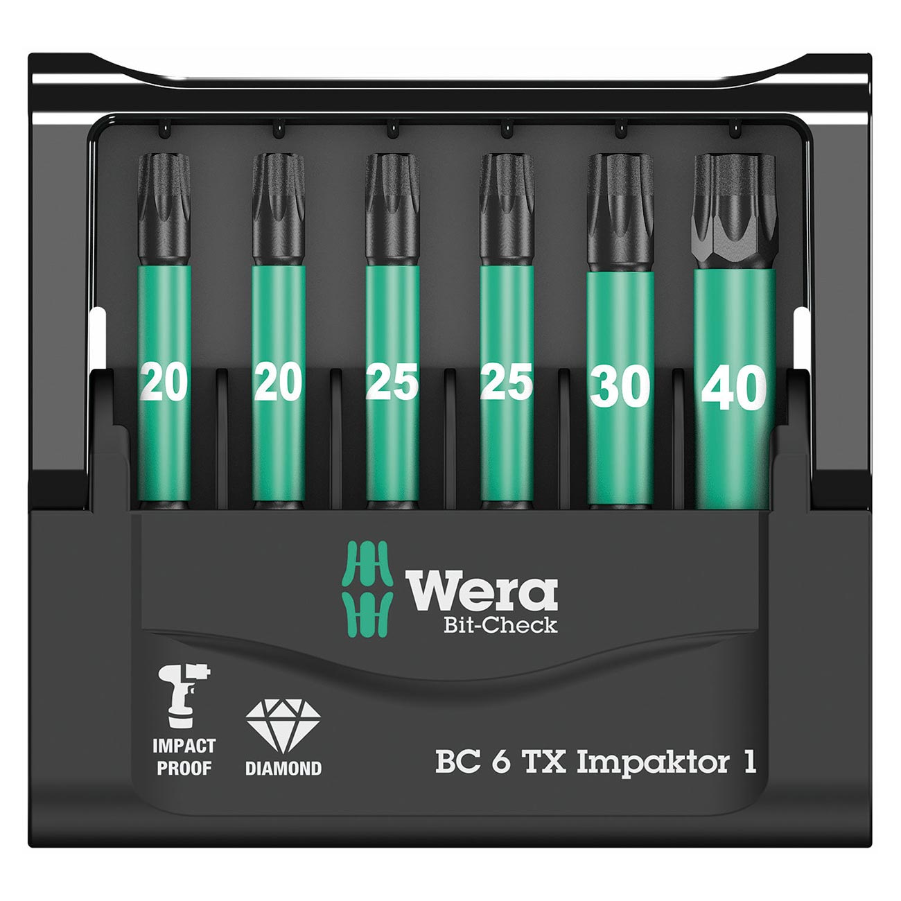 WERA 05057693001 1/4" Drive TORX Impact Bit Set and Carrying Case (6 Piece)