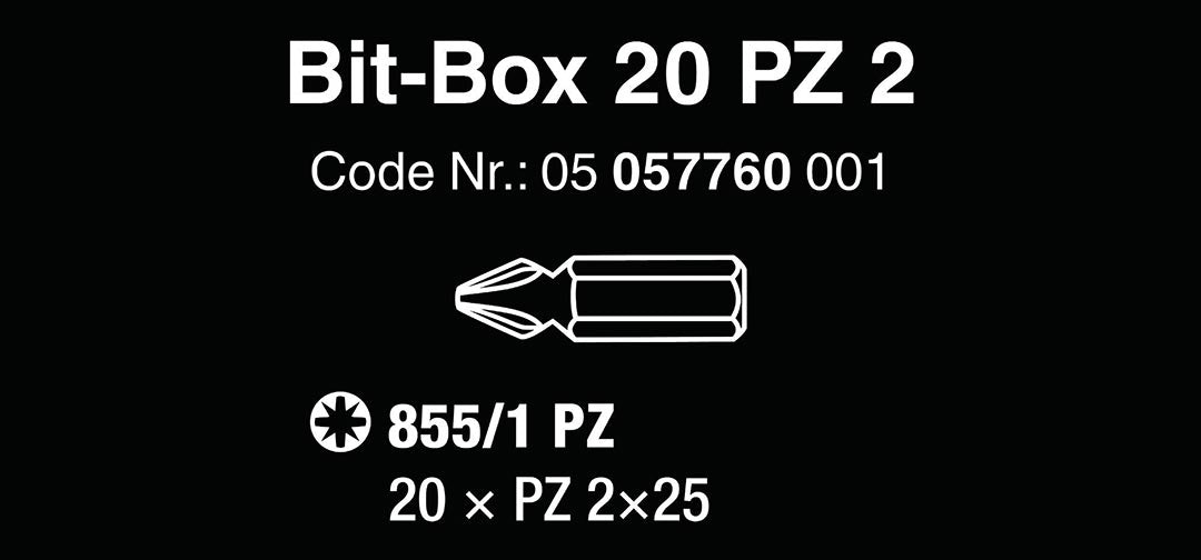 WERA 05057760001 Bit-Box Holds (20) PZ2x25 mm Bits