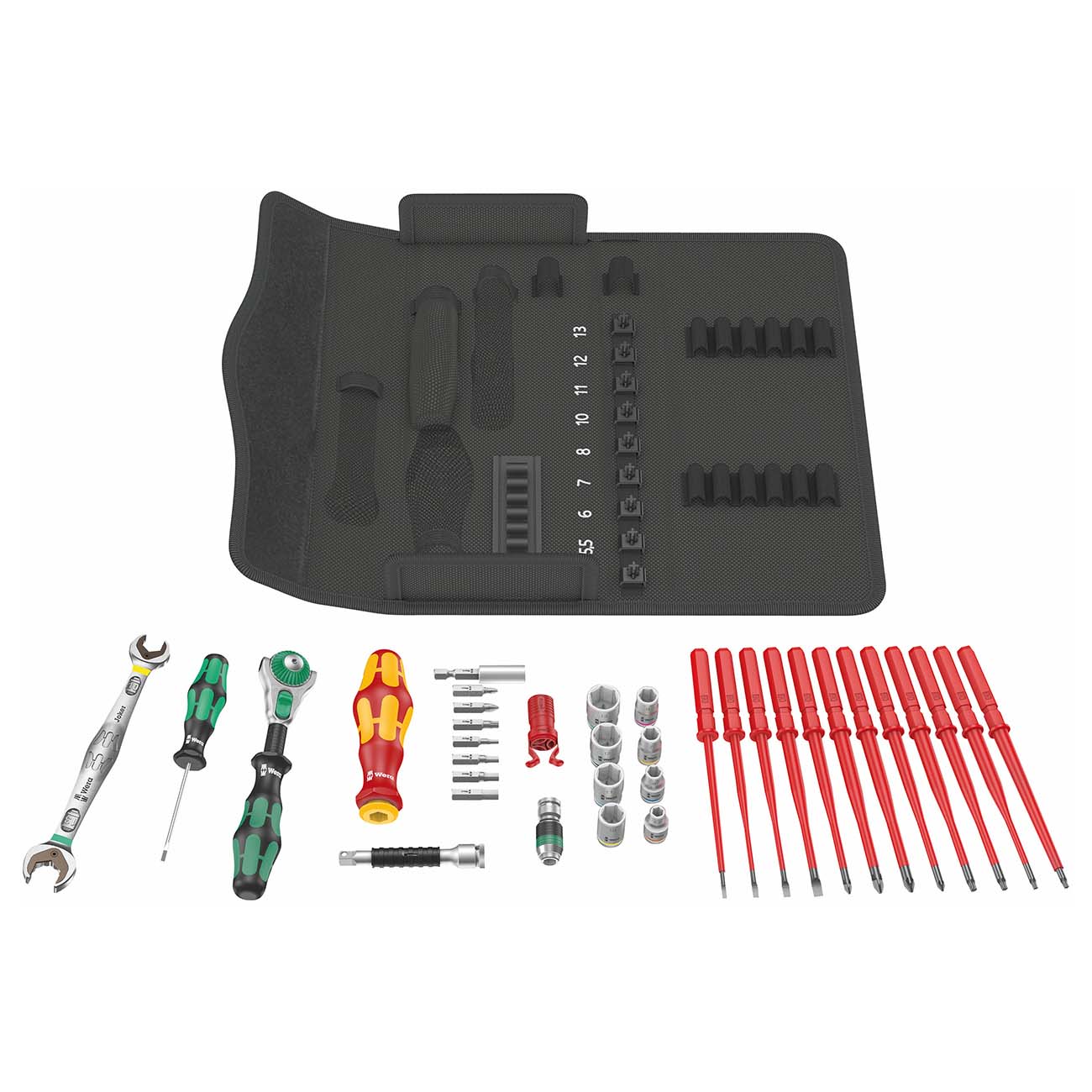 WERA 05135870001 VDE INSULATED Kraftform Kompakt W 2 Metric Maintenance Set (35-Piece Set)