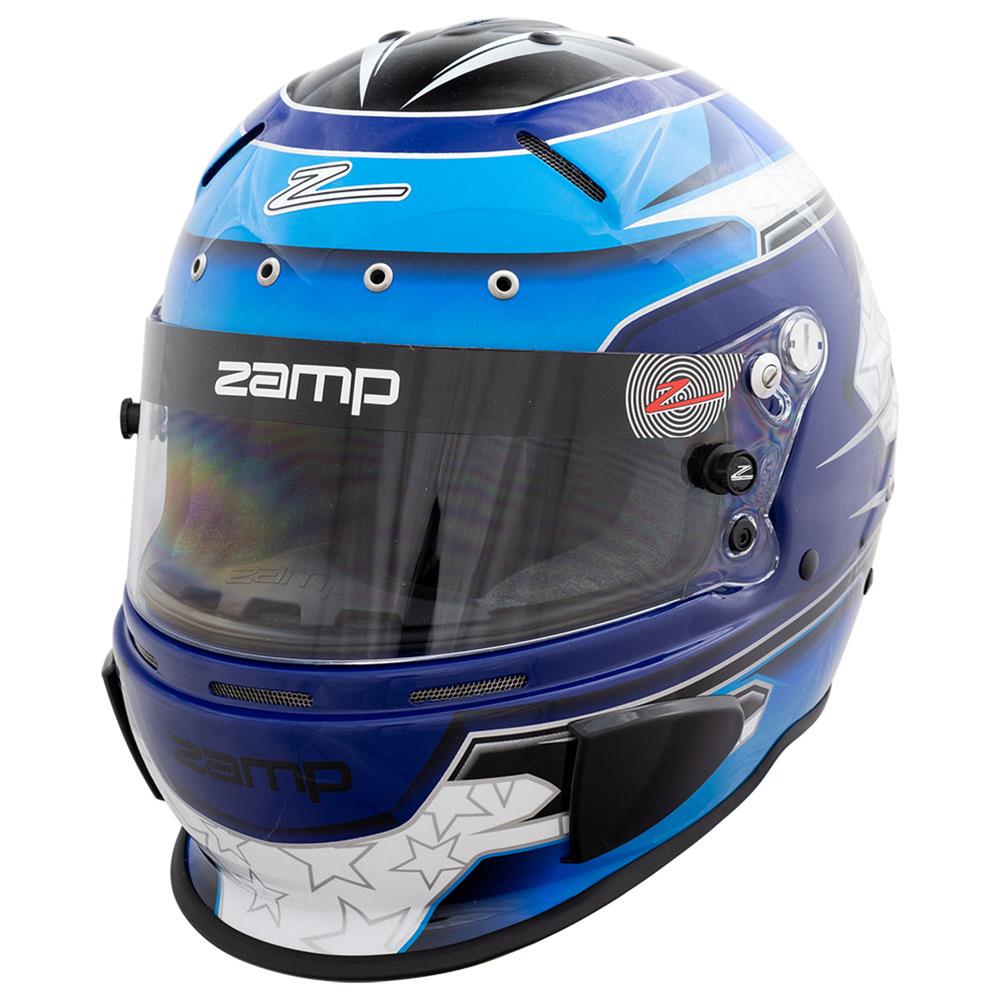 Zamp RZ-70E Switch Helmets H760C31L Helmet, RZ-70E Switch, Full Face, Switch Blue/Light Blue Graphic, Gloss Finish, Fire-Retardant Liner, Snell SA2020/FIA 8859-2015, Large, Each