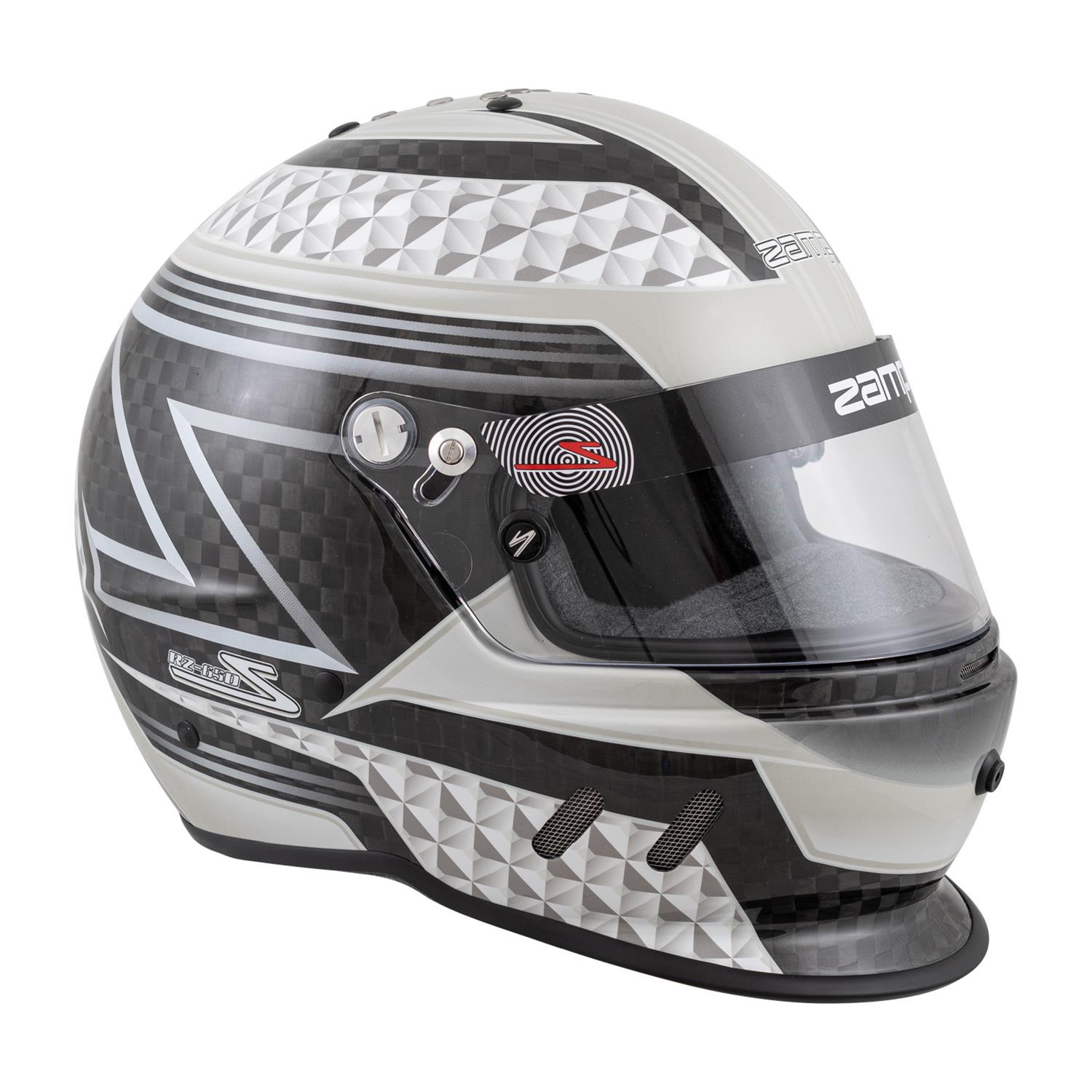 Zamp RZ-65D Helmets H775C15XXL Helmet, RZ-65D, Full Face, Carbon Fiber, Graphic, Black/Gray, Gloss, Snell SA2020/DOT, 2X-Large, Each